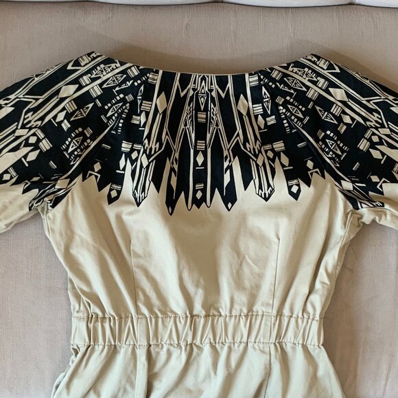 Gap Vena Cava Khaki Short Sleeve Mini Dress Tan Black Beige Cocktail Party Boho - Picture 10 of 15